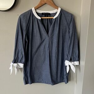 Tommy Hilfiger Navy Blouse with White Trim